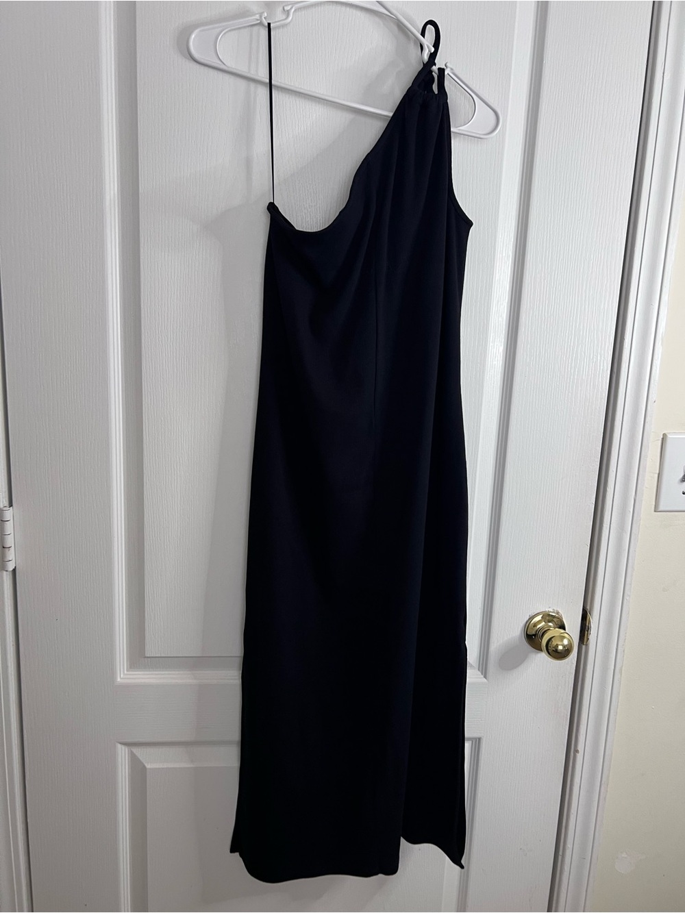 Old Navy Black One Shoulder Tie Ribbed Midi Dress size M - Picture 10 of 14